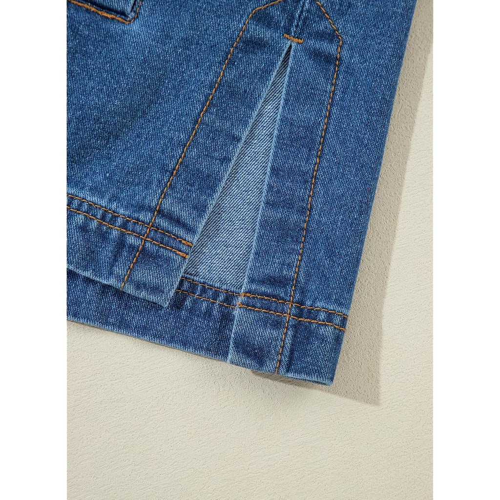 Sidefeel Women'S Jean Jacket Oversized Boyfriend Button Up Long Sleeve Split Zimbaplatinum Denim Jackets