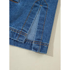 Sidefeel Women'S Jean Jacket Oversized Boyfriend Button Up Long Sleeve Split Zimbaplatinum Denim Jackets