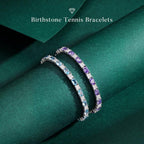 Iefil Adjustable Tennis Bracelets for Women - 925 Sterling Silver Birthstone Bracelet, Anniversary Birthday Gifts for Women, Jewelry Gifts for Woman Her, 6"-10"