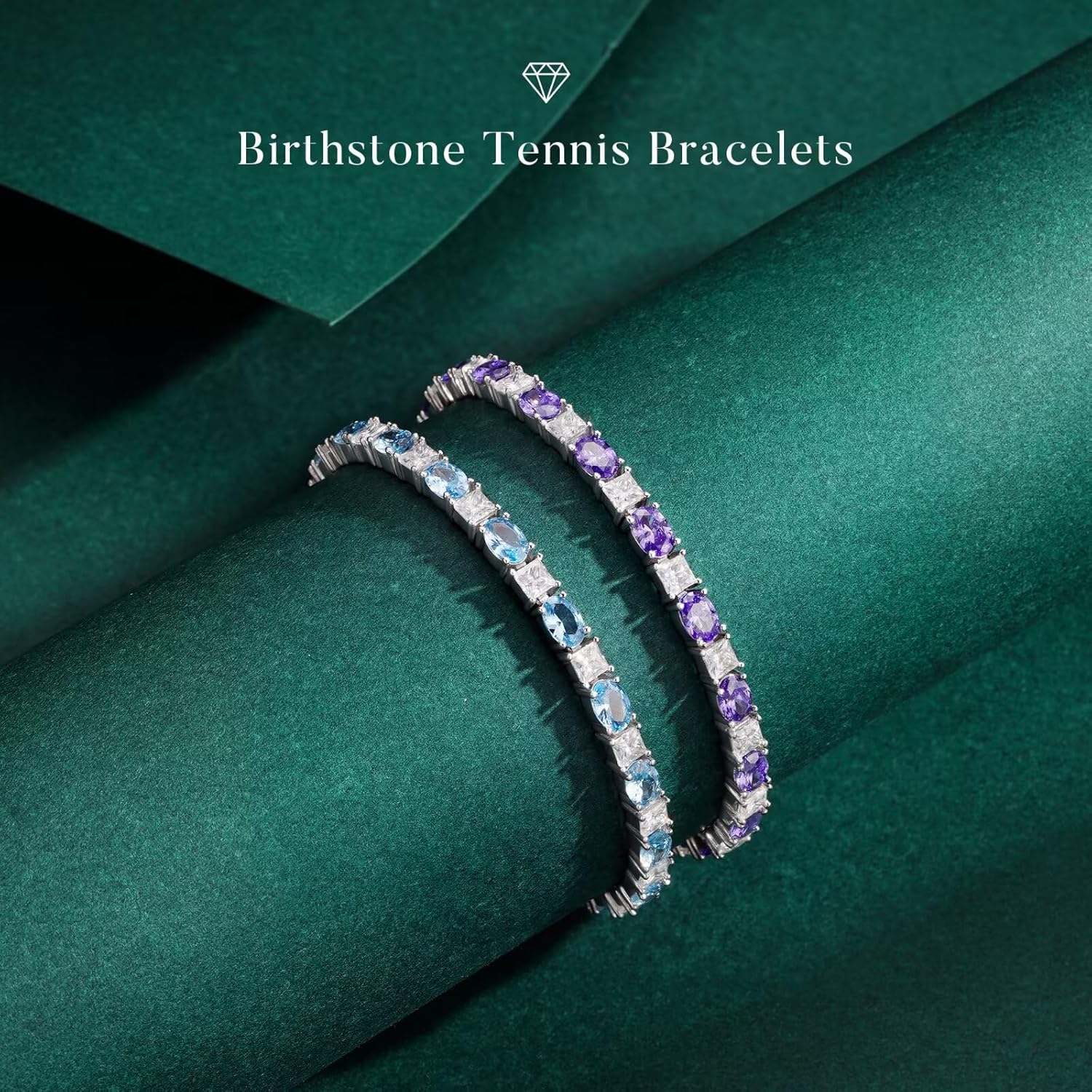 Iefil Adjustable Tennis Bracelets for Women - 925 Sterling Silver Birthstone Bracelet, Anniversary Birthday Gifts for Women, Jewelry Gifts for Woman Her, 6"-10"