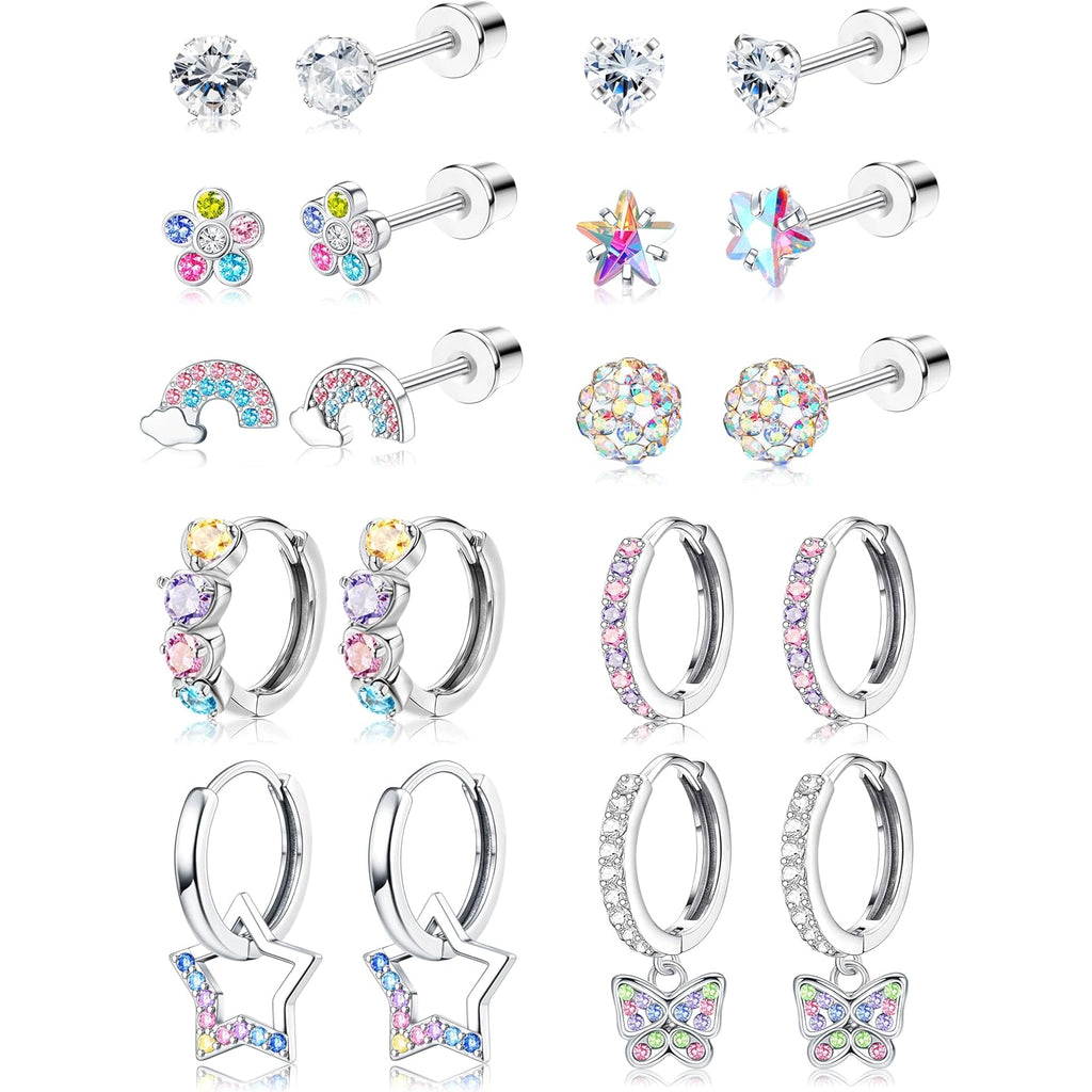 Hypoallergenic Earrings For Girls Women Surgical Stainless Steel Screw Back Earrings Set For Sensitive Ears Kids Earrings Toddler Earrings Cute Girls Earrings