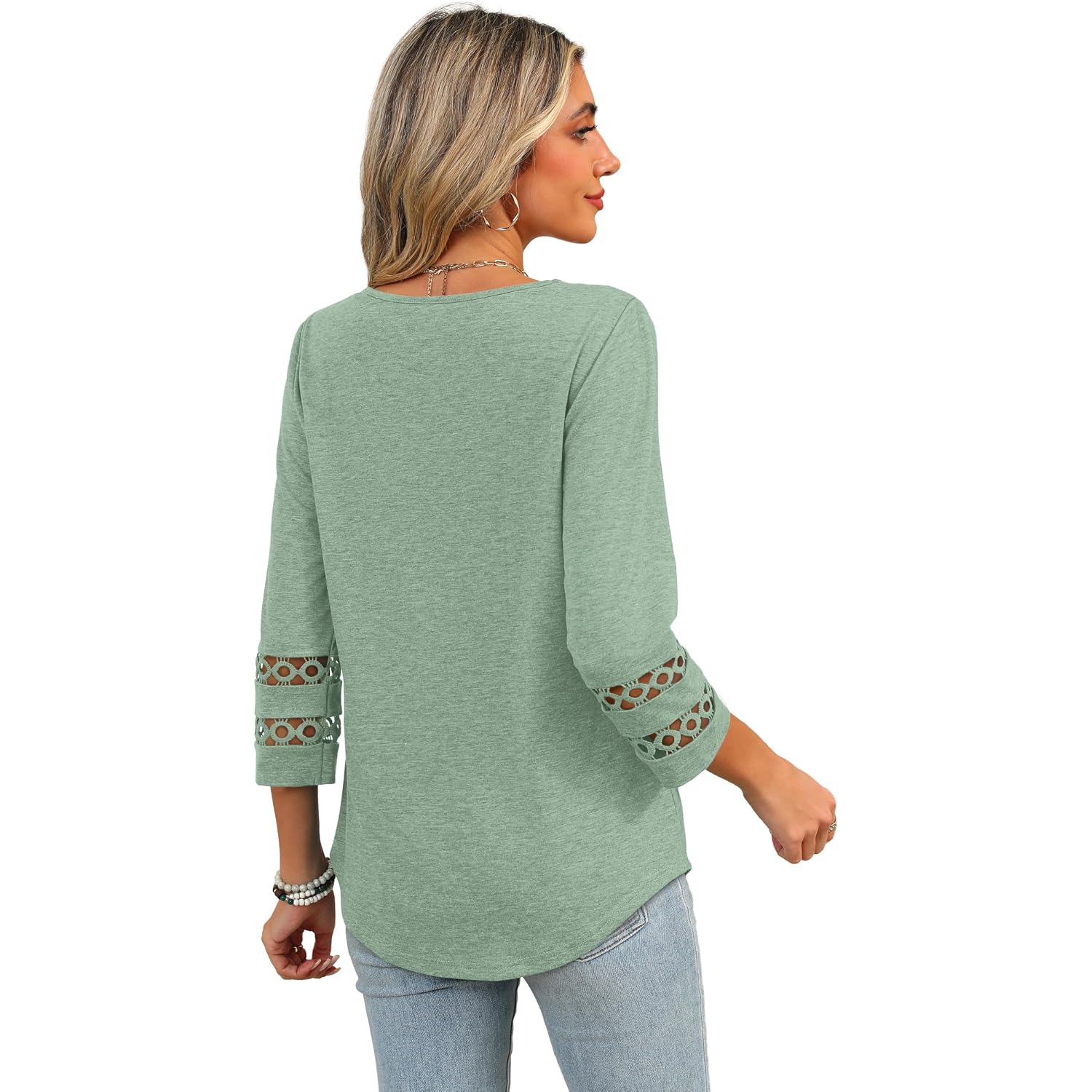 Xieerduo 3/4 Length Sleeve Womens Tops Dressy Casual Blouses For Women 2026 Trendy V Neck T Shirts Summer Clothes