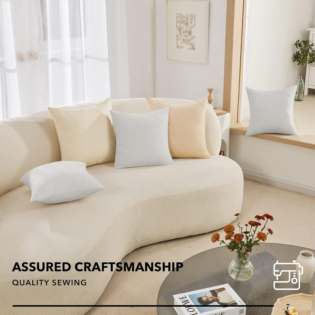 Deconovo Throw Pillow Covers 18 X 18 Inch Set Of 4, Covers Only No Insert, Faux Linen Decorative Square Pillowcases With Hidden Zipper For Couch Sofa Bed Living Room, Natural White (Warm Off-White)