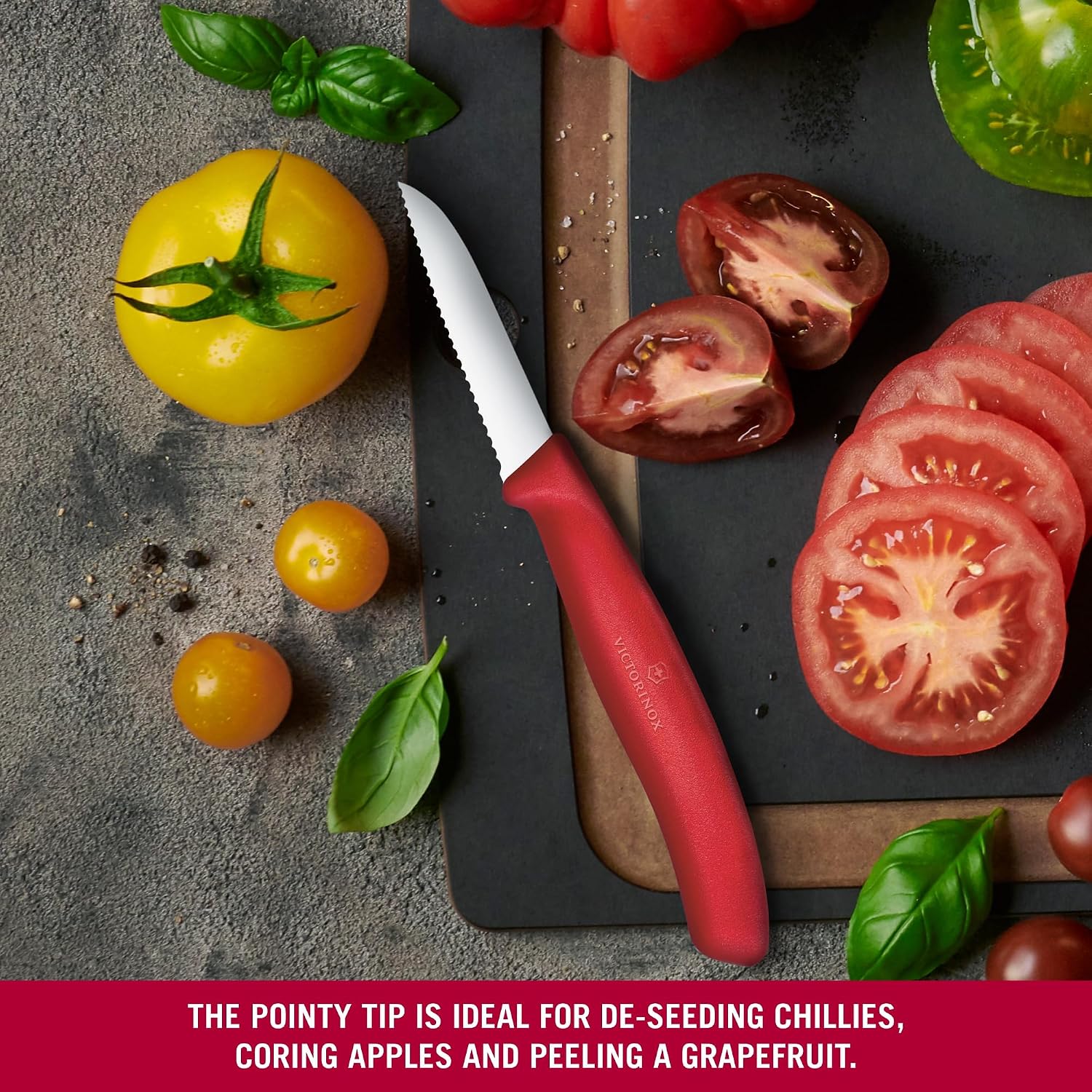 Victorinox Swiss Classic 3 In Serrated Paring Knife, Pointed Tip, Red | Swiss Made Stainless Steel Vegetable Knife With Ultrasharp Wavy Edge And Ergonomic Handle. Dishwasher Safe Kitchen Tool