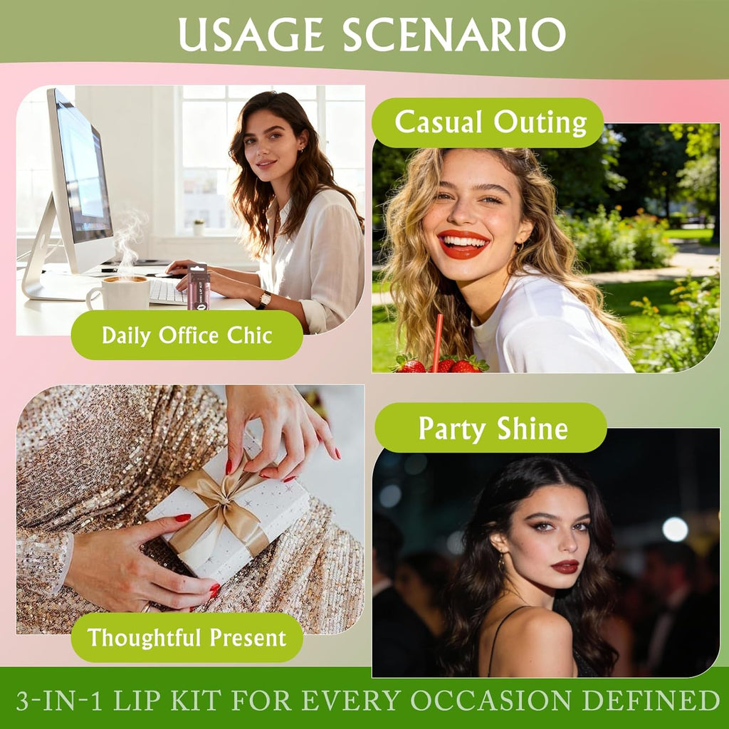 Nude Pink Lip Kit - Matte Lipstick Cream Lip Liner and Gloss Set High Pigment Plumping Lip Pencil Moisturizing Lightweight Liquid Lipstick Smooth Buildable Long Lasting Lip Combo Makeup