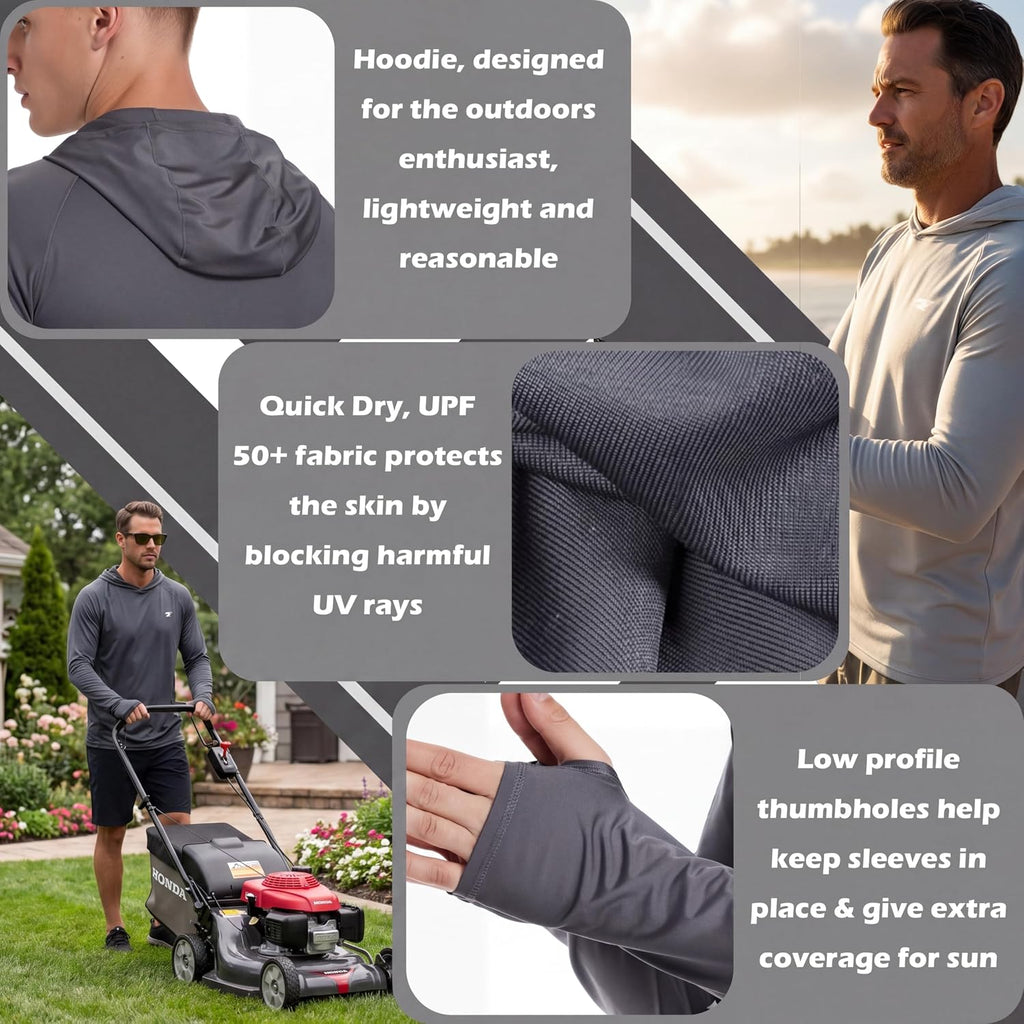 Telaleo 3 Pack Men'S Upf 50+ Sun Protection Lightweight Hoodie Performance Long Sleeve Spf Uv Shirt For Fishing Running