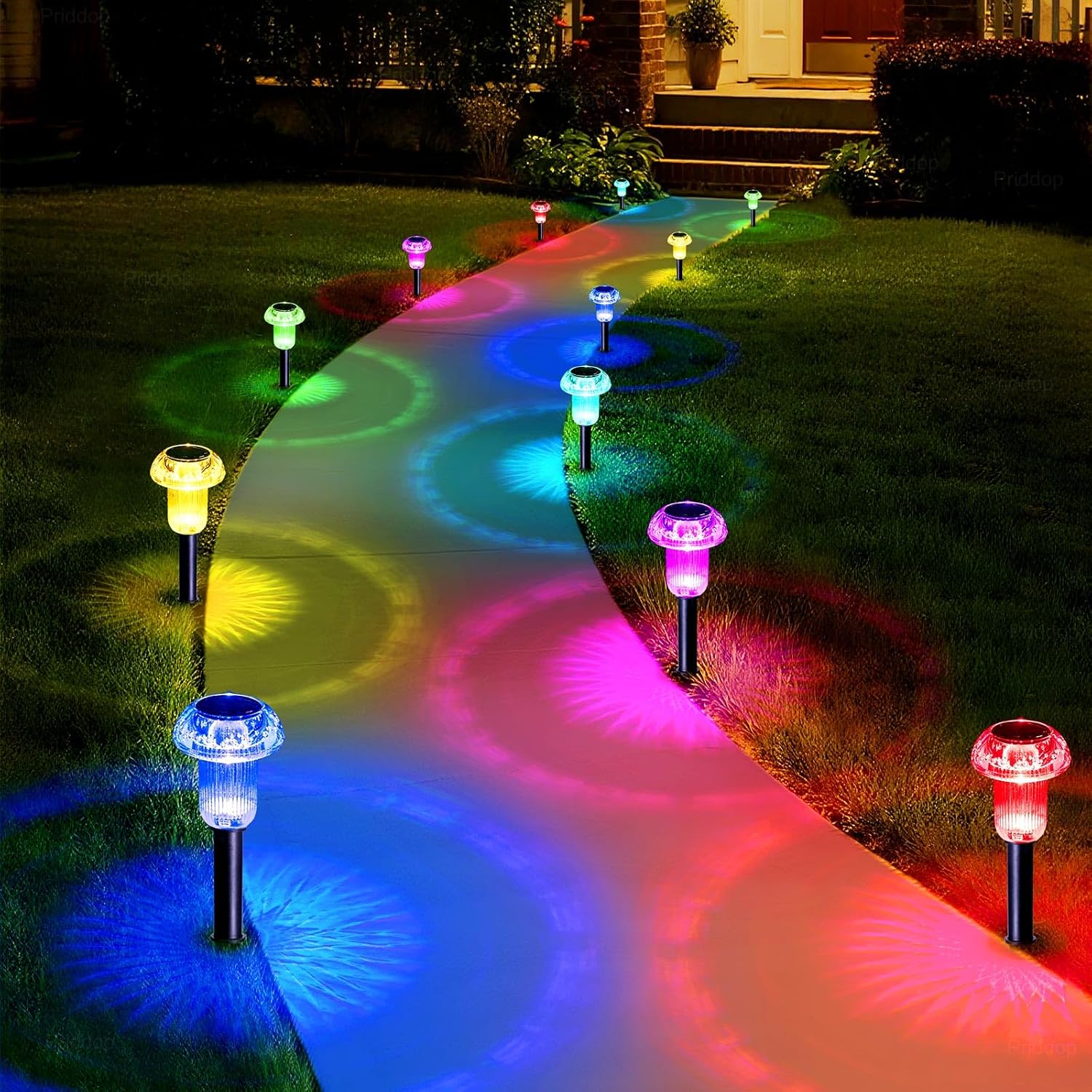 Solar Lights Outdoor Waterproof 8 Pack Garden Decor Color Changing | Pathway Stake Lights For Yard Patio Lawn Planter Landscape Path, Auto On/Off Acrylic Mushroom Shape Led Christmas Decor
