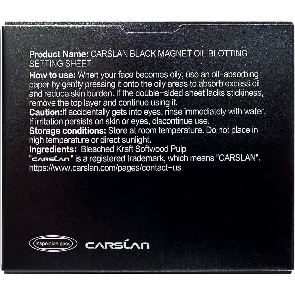 Carslan Makeup Blotting Paper With Powder, Black Magnet Blotting Sheet For Oily & Combination Skin, Portable Compact With Puff & Mirror, Keeps Makeup Fresh All Day, 150 Sheets + 8 Refill Adhesive Pads