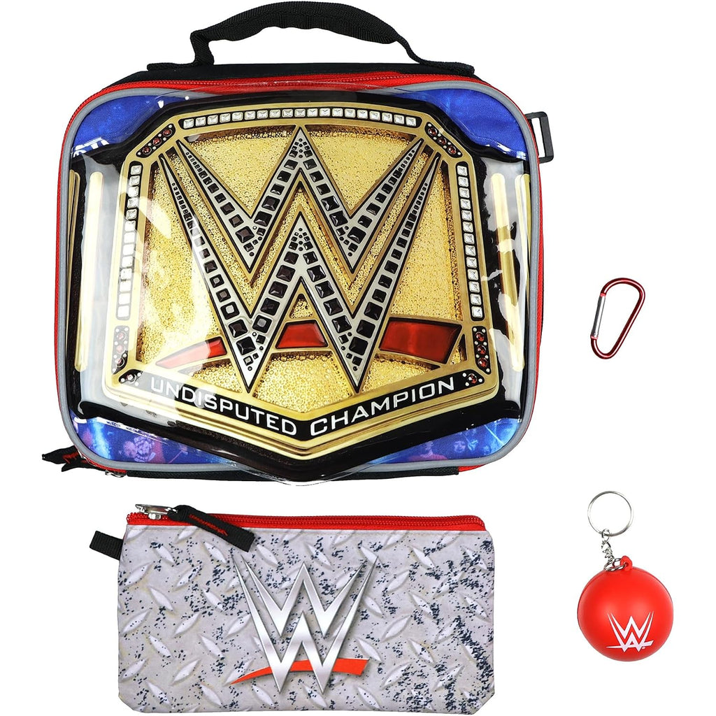 Wwe Backpack 5-Piece Set Undisputed Champion 16" Book Bag With Insulated Lunch Box