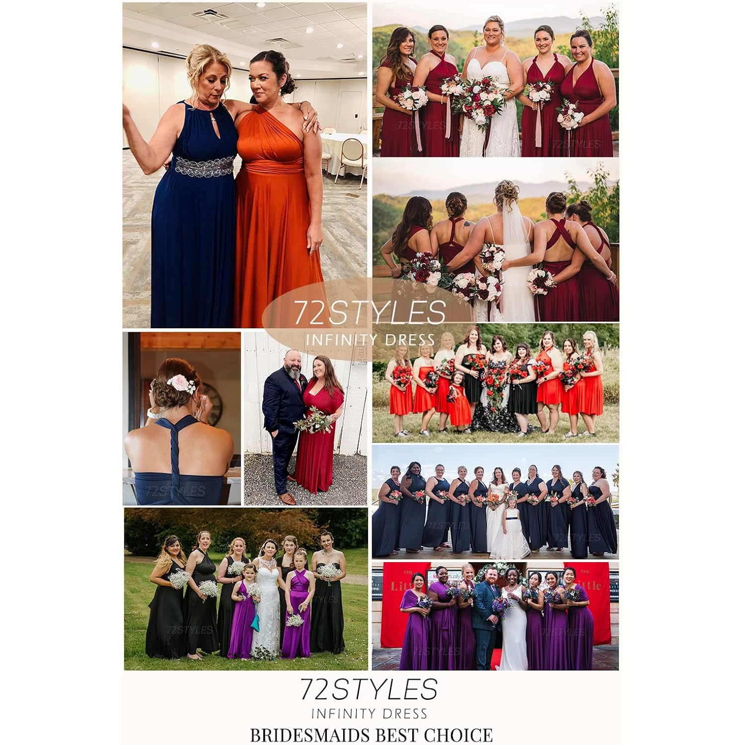 72Styles Infinity Dress With Bandeau, Convertible Bridesmaid Dress, Long, Plus Size, Multi-Way Dress, Twist Wrap Dress