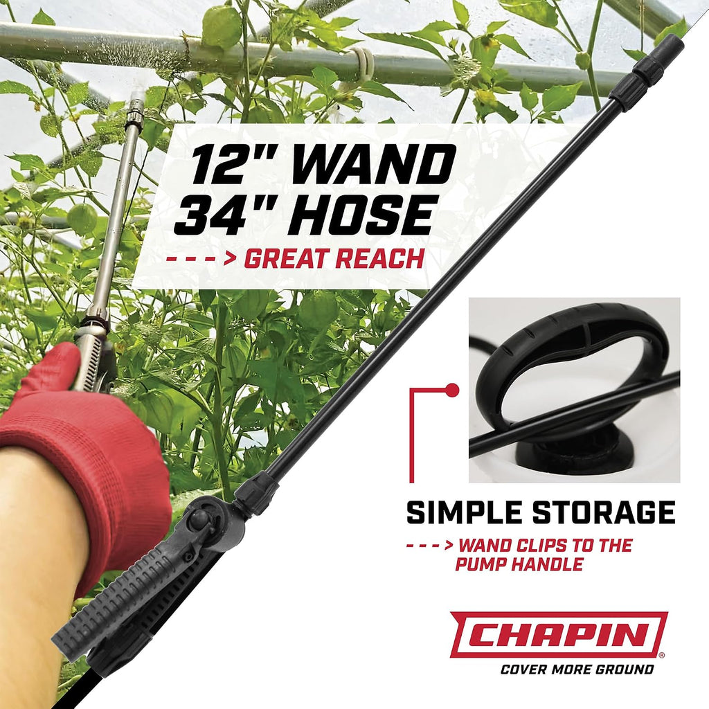 Chapin 2-Gallon Pump Sprayer, Reliable Spray For Daily Use | Lightweight Tank; For Home And Garden Use, For Weed Control, Plant Feeding And Cleaning With Adjustable Nozzle And Long Hose