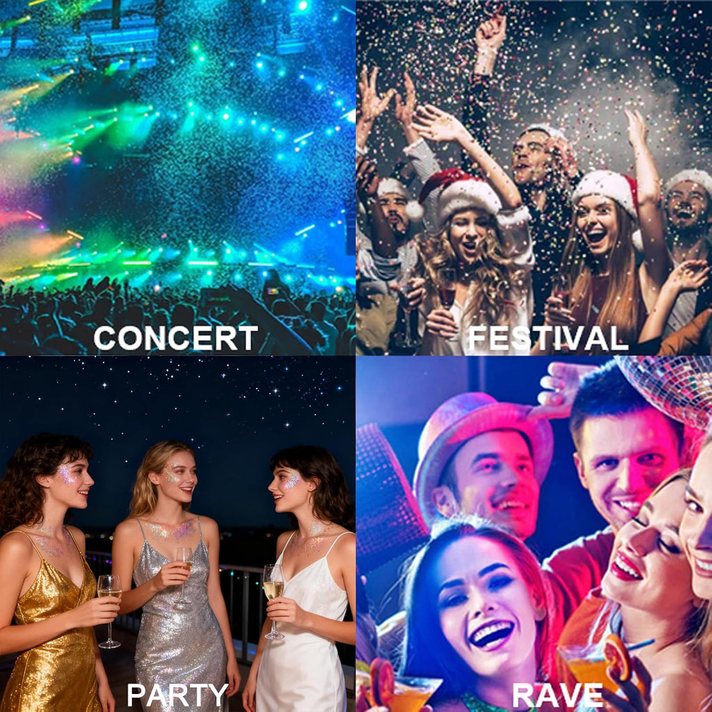 Iridescent White Body Glitter Stick, Face Hair Glitter Gel For Kids, Festival Rave Outfit Accessories For Women, Sparkling Mermaid Sequins Chunky Glitter Makeup, 0.56Oz