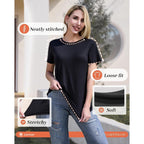 3 Pack Womens T-Shirts - Short Sleeve Spring Summer Tops Crew Neck Trendy Casual Work Soft Basic Tees for Ladies 2026