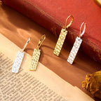 ALEXCRAFT 925 Sterling Silver Dangle Earrings for Women, 14K Gold Plated French Leverback Earrings, Hypoallergenic Lightweight Statement Hammer Square Bar Long Drop Earing for Women Trendy Jewelry