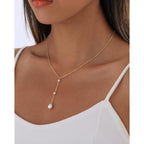 Pearl Necklaces for Women Trendy 14k Gold Plated Cubic Zirconia Pearl Pendant Necklace Valentines Day Wedding Birthday Mother's Day Gifts Dainty Gold Necklace for Women