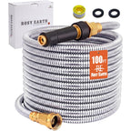 Stainless Steel Garden Hose 100 Ft, Heavy Duty Expandable Water Hose, No-Kink, No Bite, Flexible Garden Hoses For Yard, Rv, Car