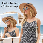 Beach Hat for Women, Wide Brim Sun Straw Hats for Women, Sun Hat Womens UPF 50+ UV Protection, Floppy Foldable Summer Hats