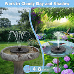 Yzert Solar Fountain With 2000Mah Battery, 3-Level Adjustable Water Height, Rotating Rods, Works In Shadow, 7 Nozzles, 2026 3.5W Glass Outdoor Fountain Pump For Bird Bath, Garden, Pond, Flower Pot