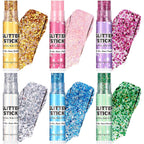 6 Colors Body Glitter Stick Set, 4Th Of July Accessories Hair Glitter, Sparkling Face Glitters Makeup For Women Kids, Shimmer Face Paint Singer Concert Festival Party Rave Accessories