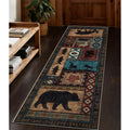 Hallway Runner Rug 2X6 Indoor Door Mat - Bear Rustic Cabin Non-Slip Entryway Rug, Low Pile Tribal Print For Kitchen, Bedroom