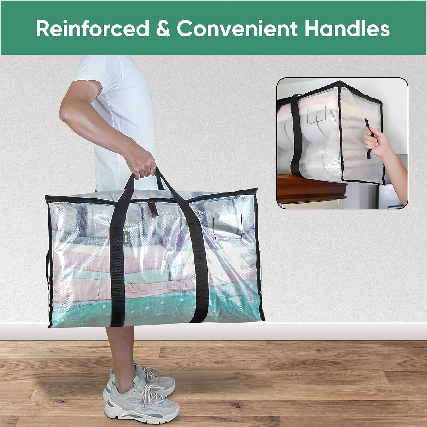 Baleine 6-Pack Oversized Moving Bags With Reinforced Handles, Heavy-Duty Storage Tote For Clothes, Moving Supplies (Clear, 6-Pack)