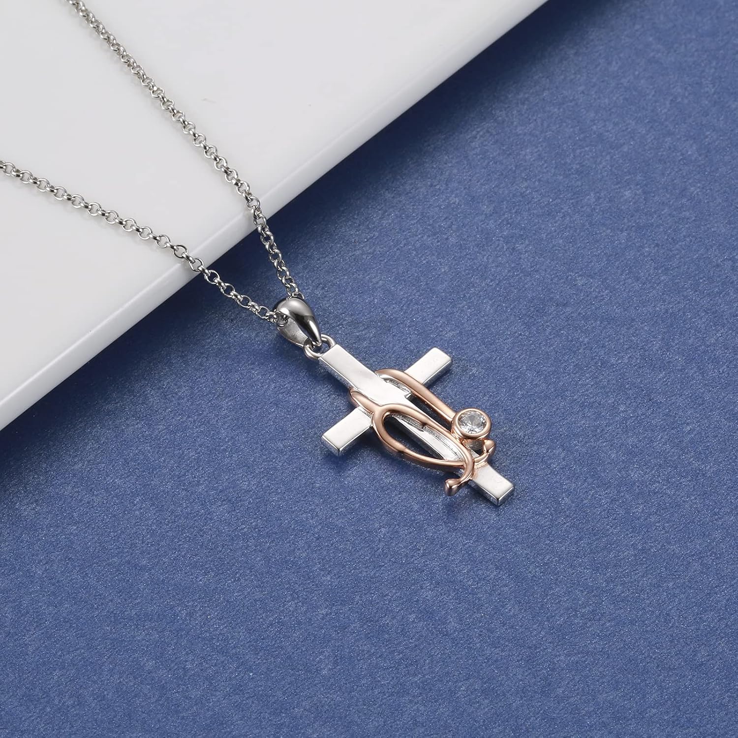 Sterling Silver Stethoscope Cross Necklace Earrings Bracelet Ring Women Medicine Pendant Jewelry Nurse Doctor Graduation Gift for Medical Student