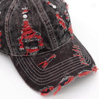 Distressed Washed Denim Baseball Cap Vintage Ripped Strapback Sun Hat For Men Women
