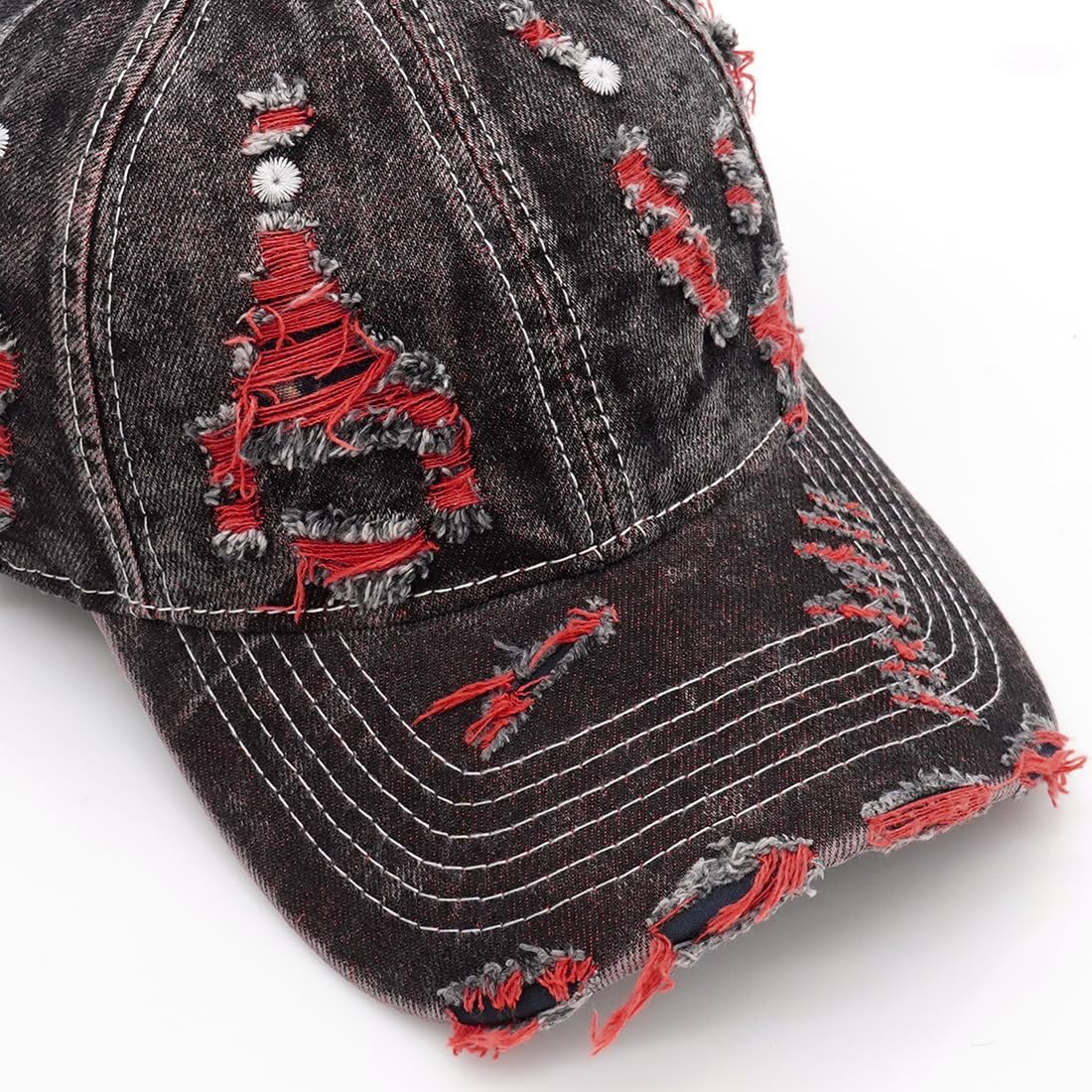 Distressed Washed Denim Baseball Cap Vintage Ripped Strapback Sun Hat For Men Women