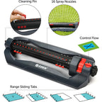 Eden 96212 Turbo Oscillating Sprinkler | Covers Up To 4,400 Sq. Ft., 18 Precision Nozzles, Adjustable Range, Flow Control, Triple Nozzle Width Switches, Turbo Drive Motor, Quick Connect Bundle
