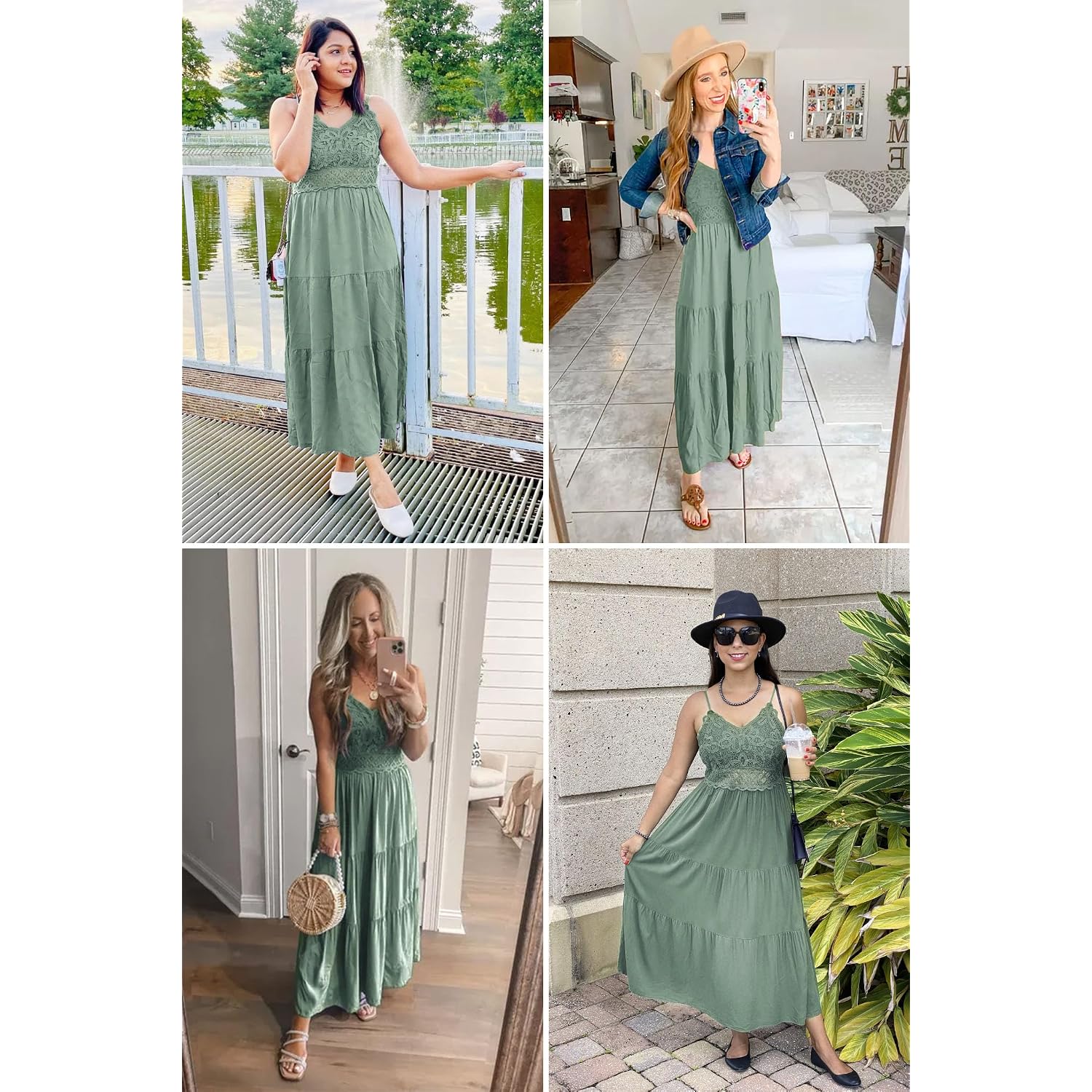 Dokuritu Women'S Beach Crochet Lace Maxi Dress Solid Color Summer Vacation Spaghetti Strap Long Dress 2026