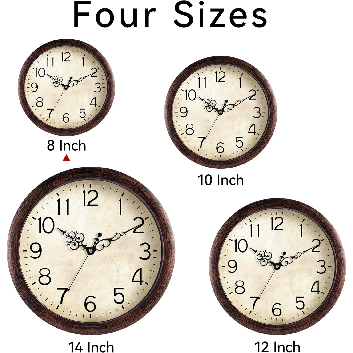Kecyet Wall Clock, Vintage Wall Clocks Battery Operated Quartz Silent Non-Ticking 8 Inch Retro Rustic Style Clock Decorative For Kitchen,Bathroom Home Office (Bronze)