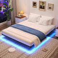 Floating Bed Frame Queen Size, Queen Bed Frame With Smart Led Lights, Heavy Duty Modern Metal Platform Bed No Box Spring Needed - Easy Assembly And Noise Free
