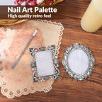 2 Pcs Nail Polish Mixing Plate, Resin Nail Art Palettes Gel Plate with Palette Stick Makeup Mixing Tray Nails Art Display Photography Props Sliver