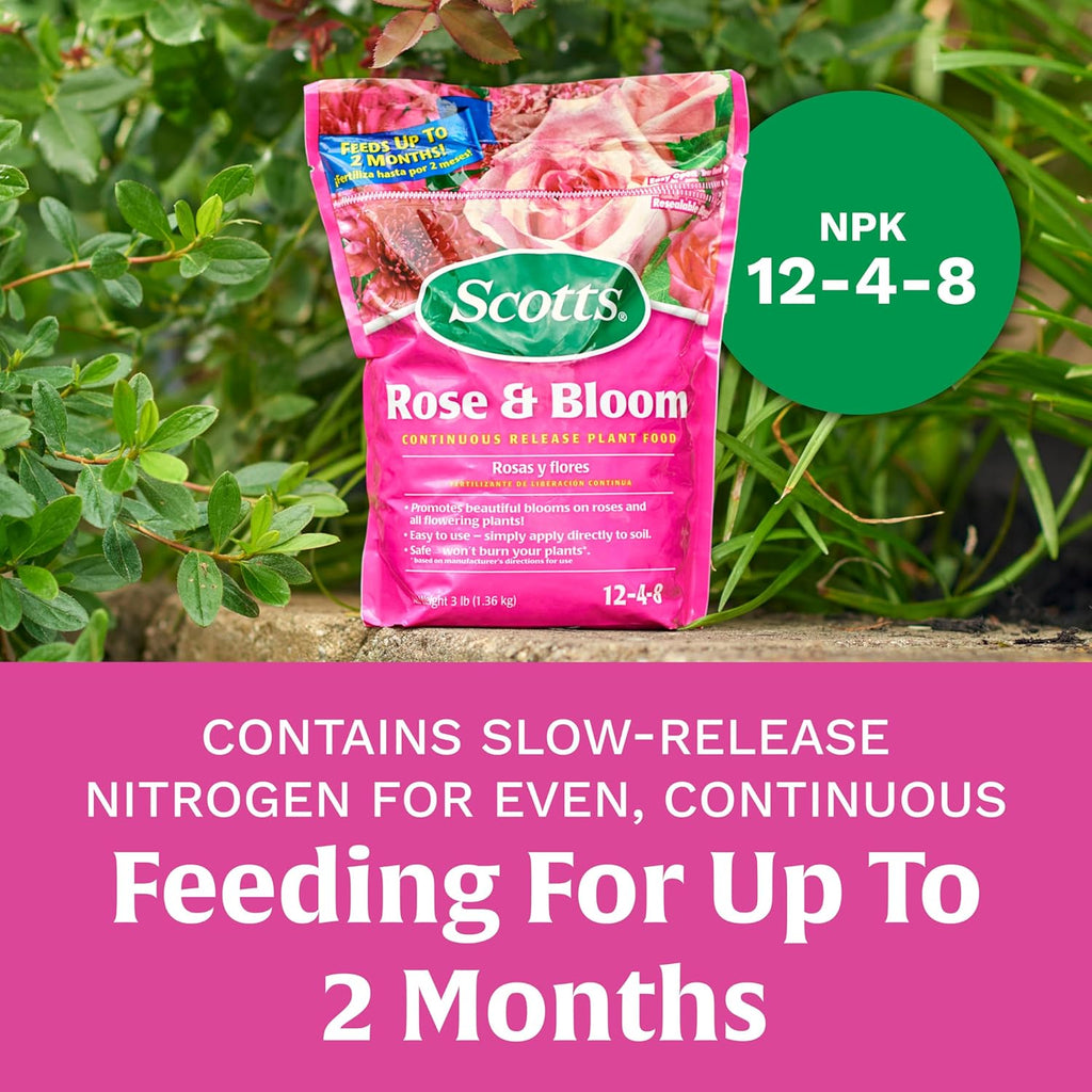 Scotts Rose And Bloom Continuous Release Plant Food, 3 Lbs. | Water Soluble, Fertilizer For Flowers, Vegetables, Houseplants, Trees, Indoor And Outdoor Plants