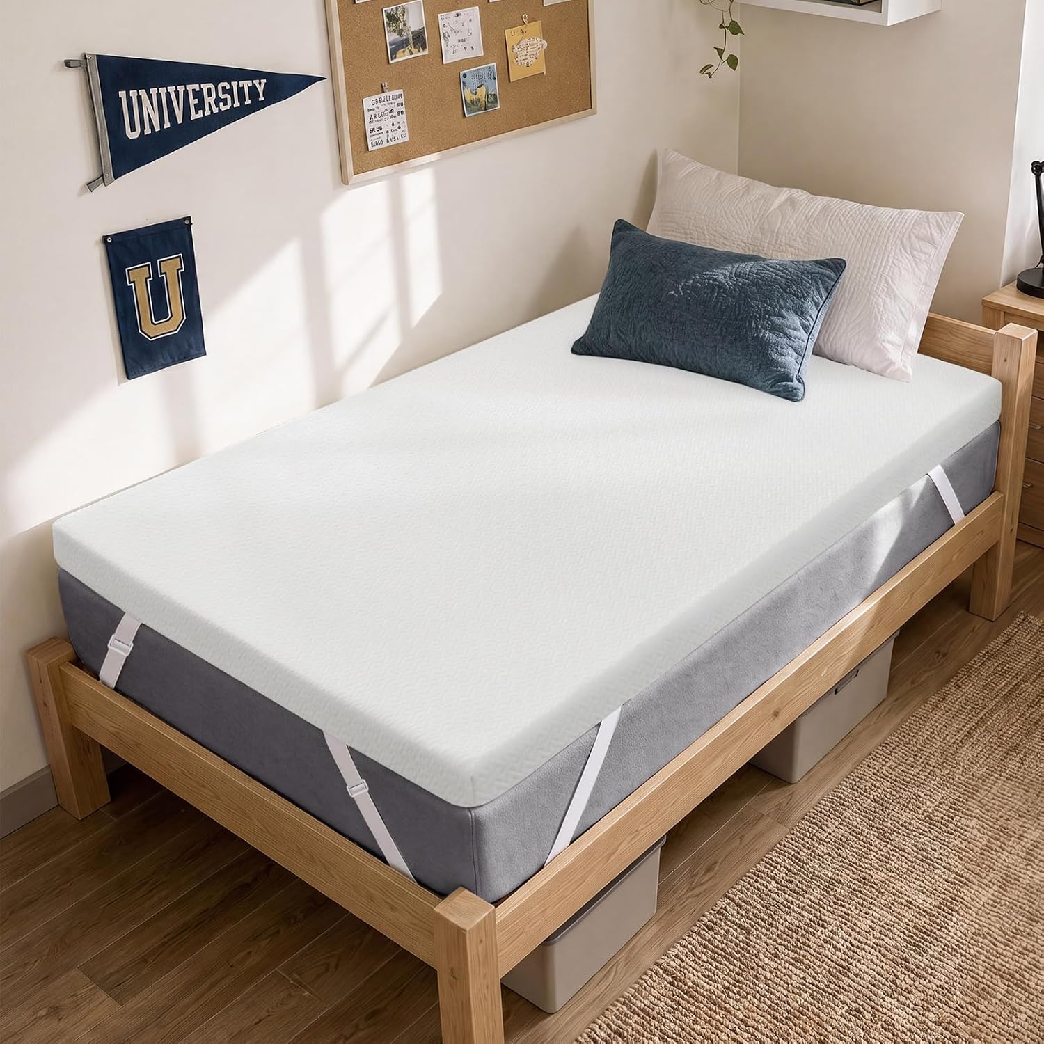 3 Inch Gel Memory Foam Mattress Topper Twin Xl, Cooling Mattress Topper With Removable & Washable Cover, Certipur-Us Certified
