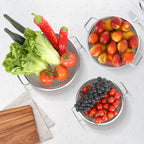 Colander For Kitchen, 3Qt, Stainless Steel Colander Strainer With Handle For Fruits Vegetables Cooking Food, Dishwasher Safe