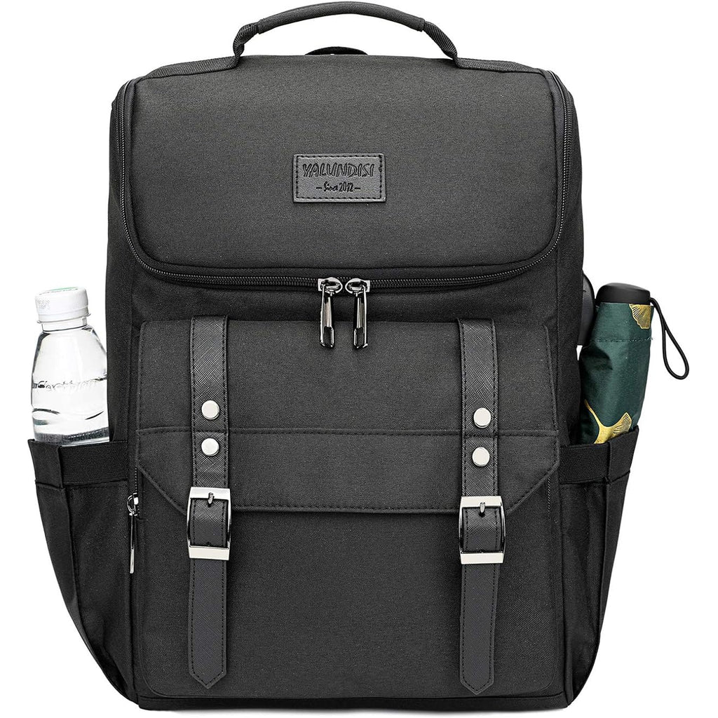 Yalundisi Vintage Backpack Travel Laptop Backpack With Usb Charging Port For Women & Men College Backpack Fits 15.6 Inch Laptop Black