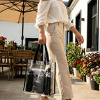 12 Pack Clear Tote Bags Stadium Approved, Transparent Pvc Shoulder Handbag For Women, Clear See Through Plastic Tote Bags With Handles For Shopping, Work, Sports Games, School, Concert