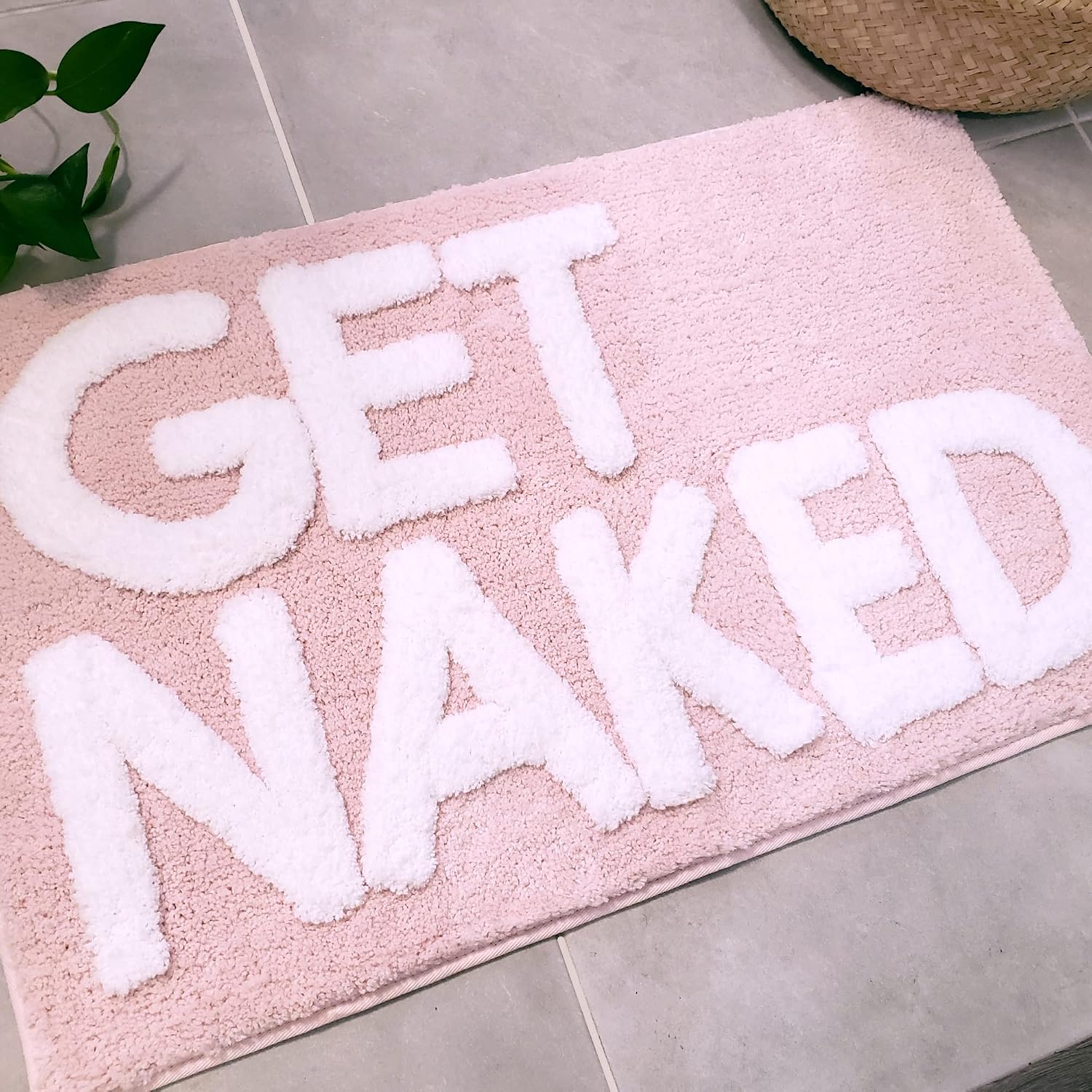 Get Naked Bath Mat Pink - Blush Bathroom Rugs - Bath Mat - 31" X 20"