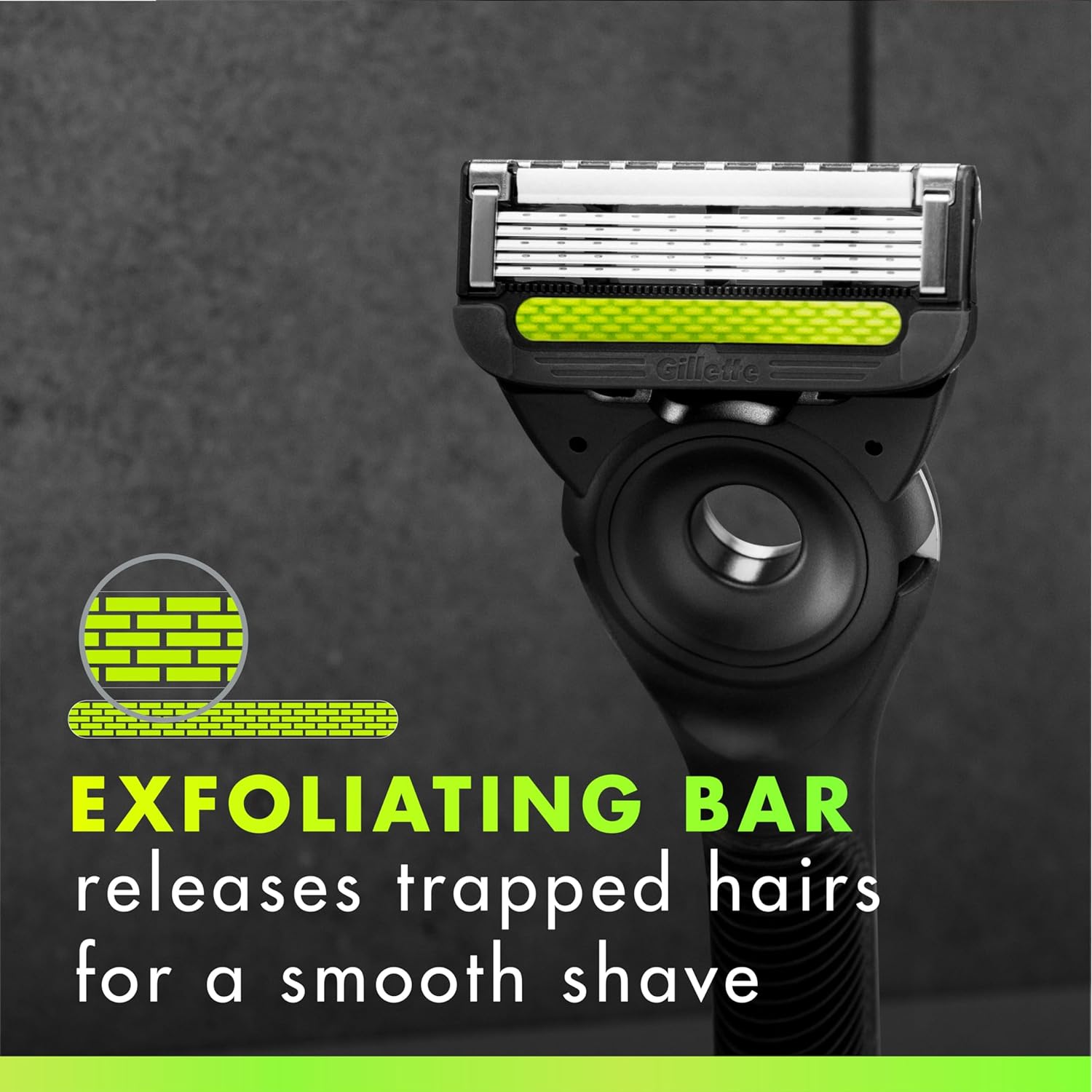 GilletteLabs Men's Shaving Razor with Exfoliating Bar, 1 Handle, 4 Blade Refills, Magnetic Stand