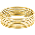 Glossy Thin Round Bangle Bracelet Set for Women, Set of 7
