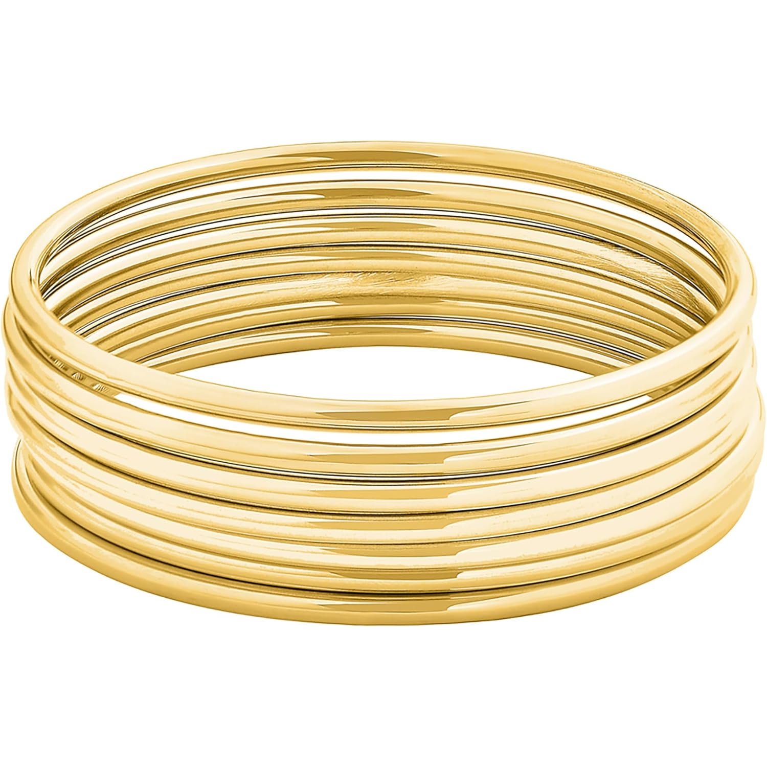 Glossy Thin Round Bangle Bracelet Set for Women, Set of 7