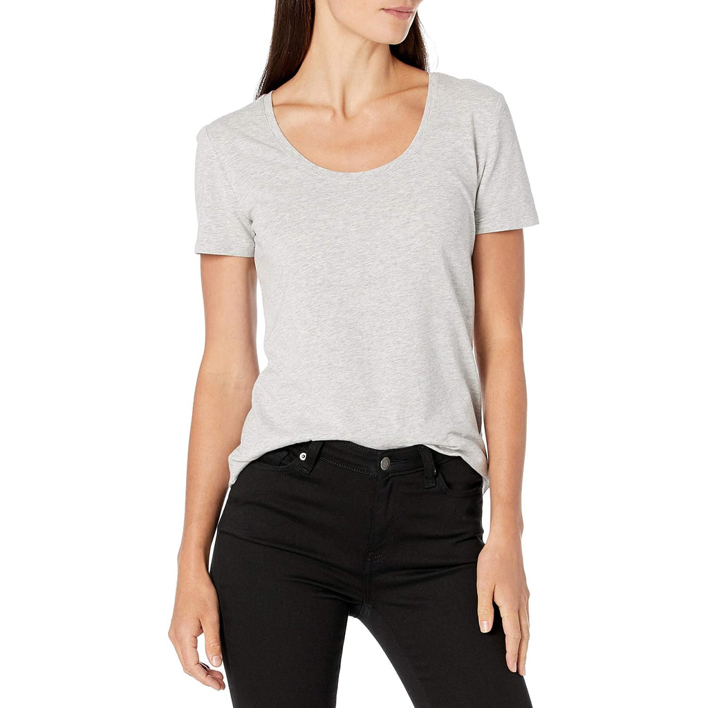 Amazon Essentials Women's Regular-Fit Short-Sleeve Scoop Neck T-Shirt, Summer Casual, Pack of 2
