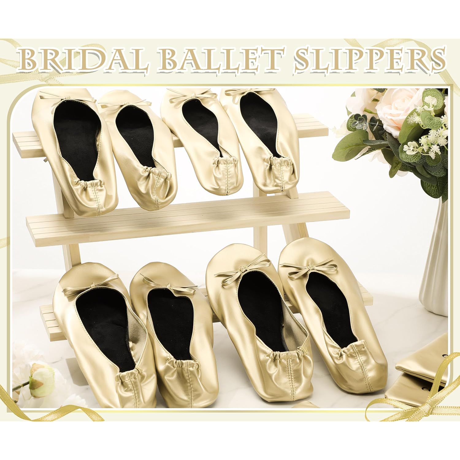 Wedding Foldable Flats Dancing Shoes Bulk Women'S Roll Up Ballet Flats Wedding Party Slippers For Bridesmaids Guests