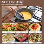 SENSARTE Nonstick Skillet, Deep Frying Pan 10/11/12-inch, Saute Pan with Lid, Stay-cool Handle, Healthy Stone Cookware Cooking Pan, Induction Compatible (10-Inch/3.5QT)