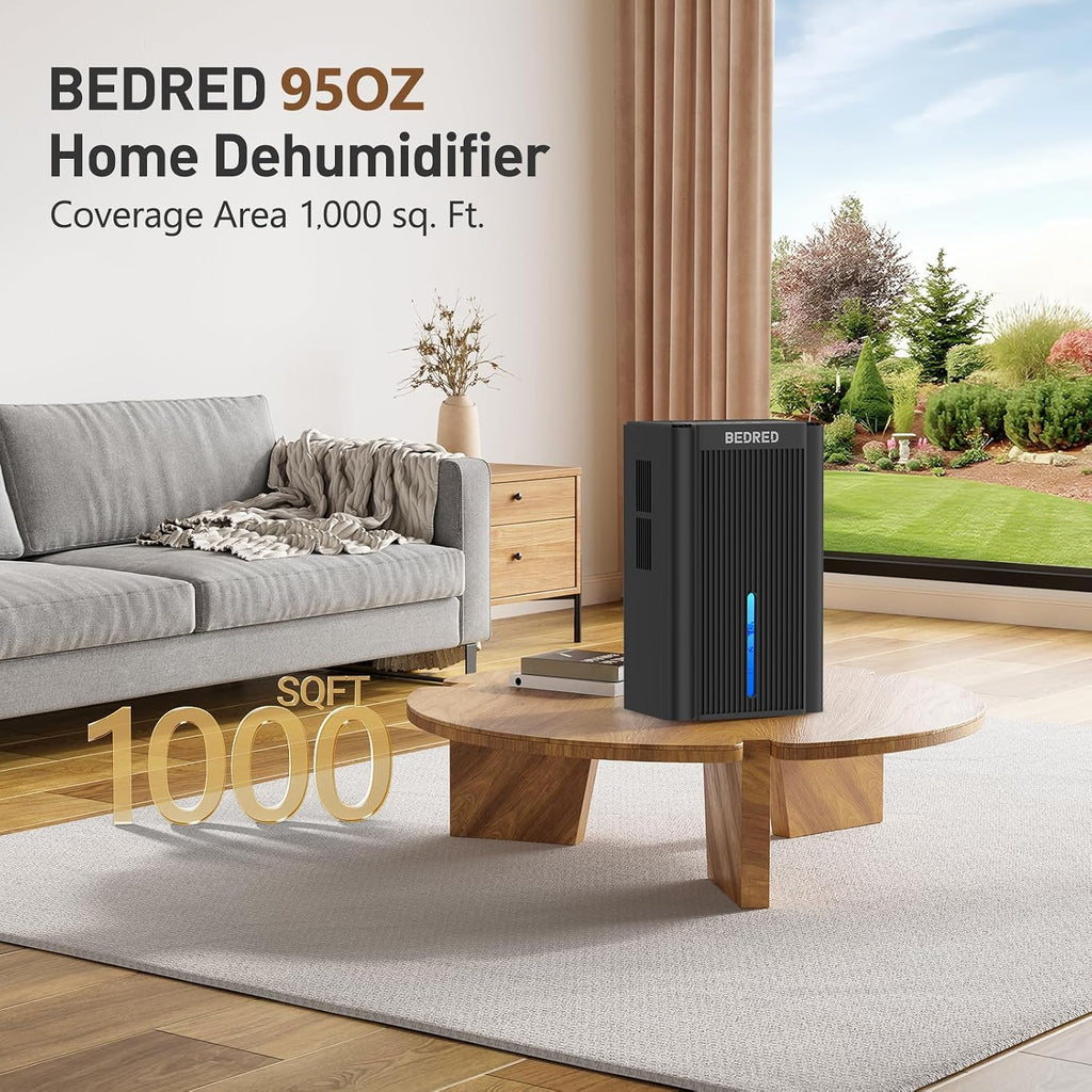 Dehumidifier, 95Oz Dehumidifier For Home 1000 Sq Ft - Quiet With Auto Shut Off & Relaxing 7 Color Ambient Light, Ideal For Livingroom, Bedroom, Basement (Black)