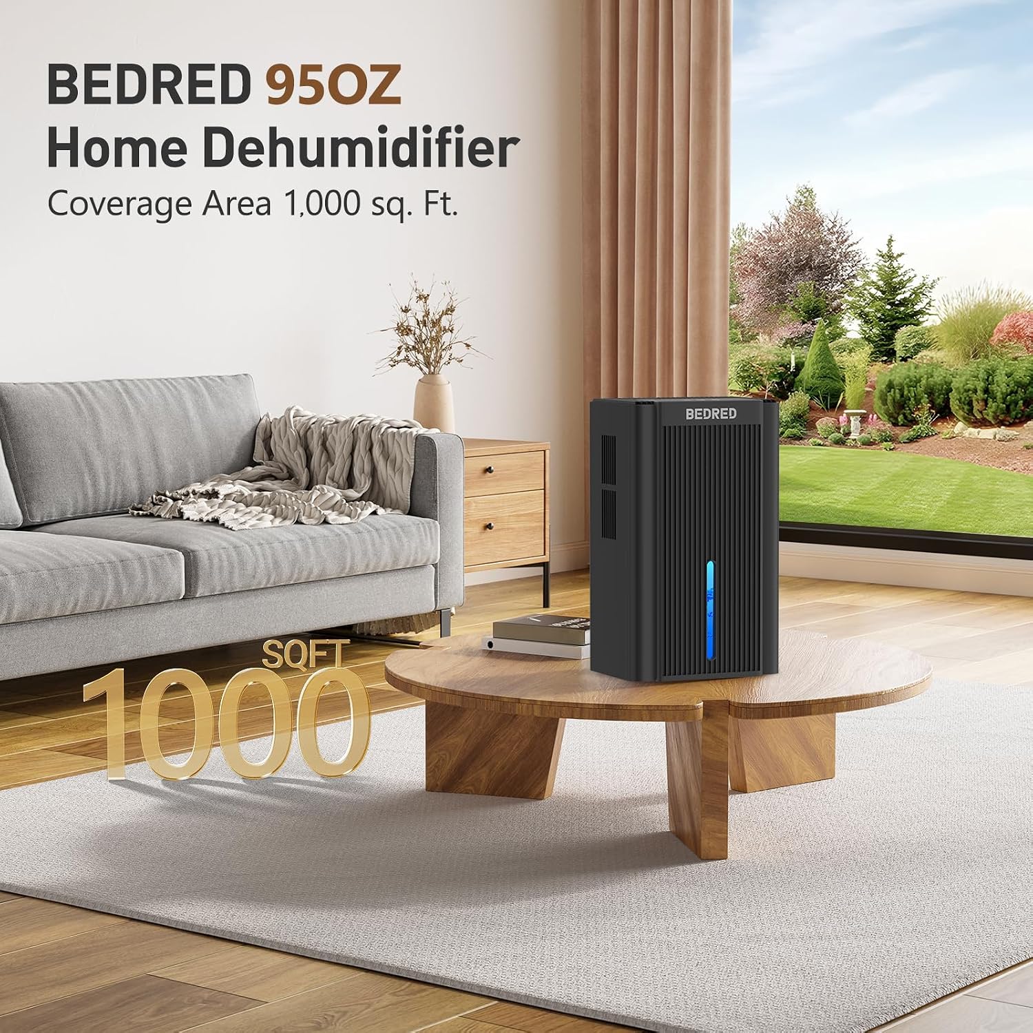 Dehumidifier, 95Oz Dehumidifier For Home 1000 Sq Ft - Quiet With Auto Shut Off & Relaxing 7 Color Ambient Light, Ideal For Livingroom, Bedroom, Basement (Black)