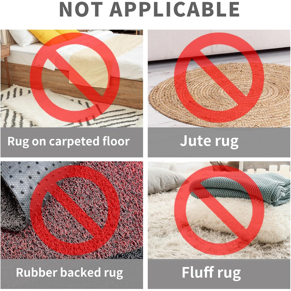 12 Pcs Rug Tape Non Slip – Reusable Washable Rug Grippers For Hardwood Floors, Double Sided Rug Pads To Prevent Sliding & Curling, No Floor Damage, Rental Friendly, White