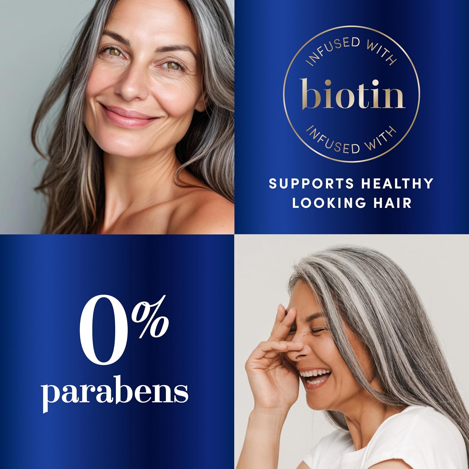 Hair Biology Biotin-Infused Purple Shampoo and Conditioner Set for Grey Hair, Anti-Brassiness, Moisturizing, Color-Safe, Silver & Glowing, Corrects Yellow Tones, 12.8 Fl Oz Each, 2 Pack