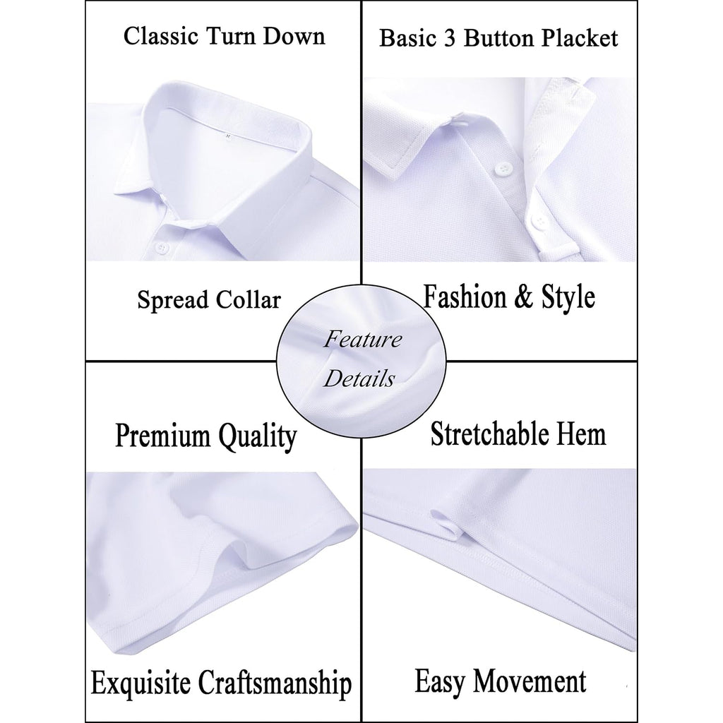 Men'S Performance Golf Polo Shirt Moisture Wicking Quick Dry Short Sleeve Polo Shirts For Men Casual Activewear